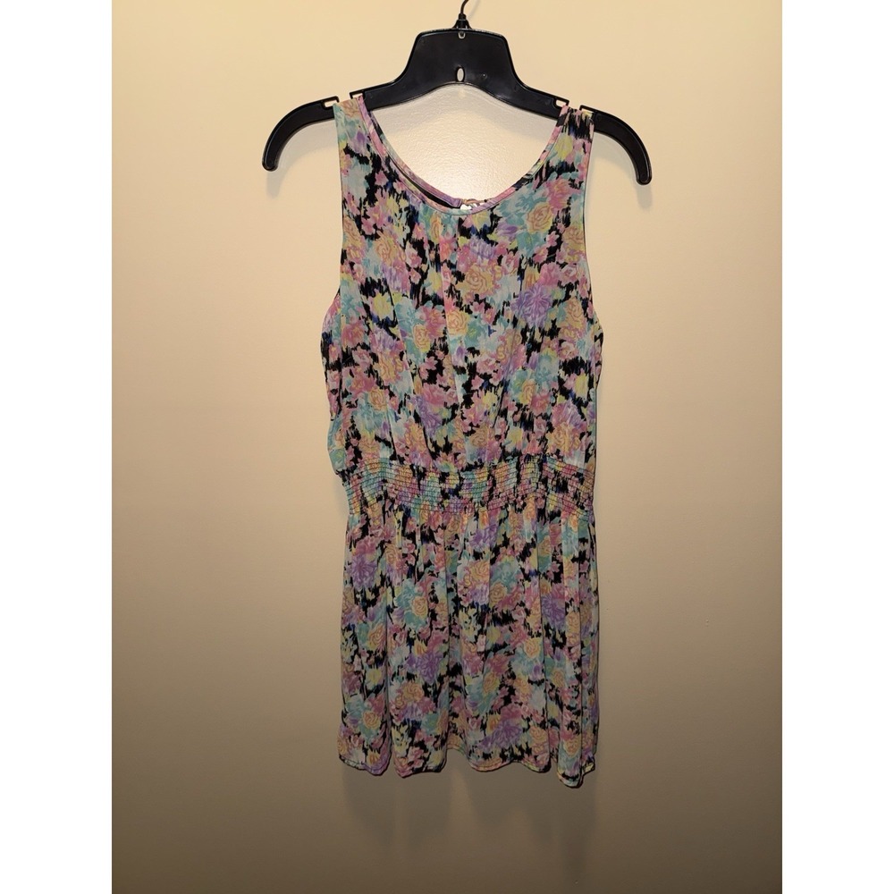 Floral Scoop Neck Sleeveless Dress Elastic Waist Women's L By Fun & Flirt NWT